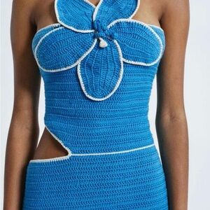 Jaded London Teal Crochet Dress/Swim with Flower